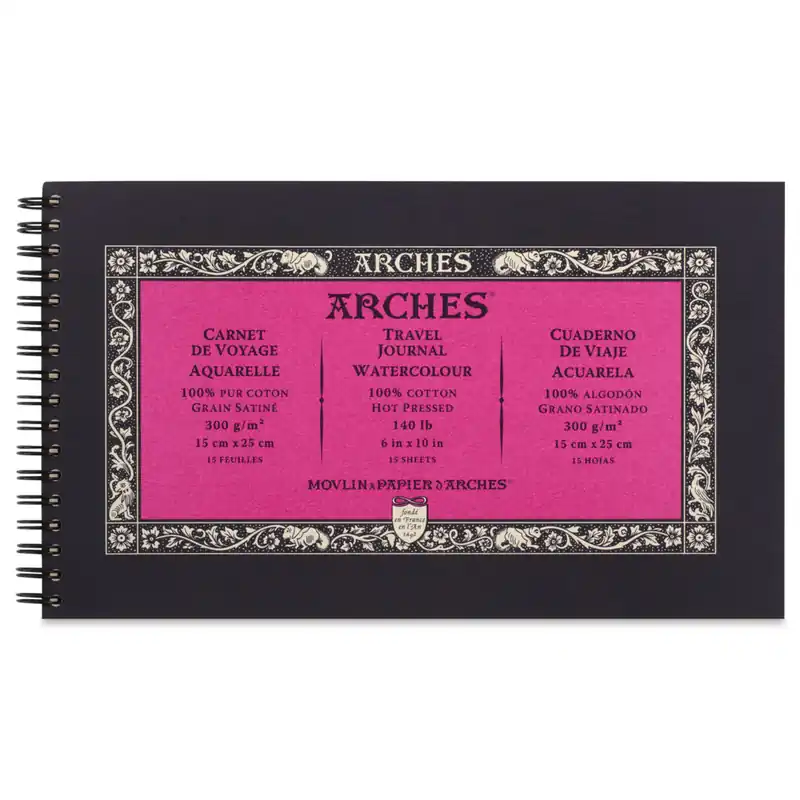 Premium Arches hot pressed 300gr travel journal 15×25