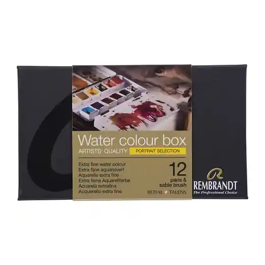 Superprijs Rembrandt aquarelverf 1/2 napje – set 12 metaal portret
