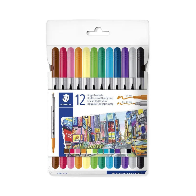 Staedtler duo viltstift – set 12 Op = Op