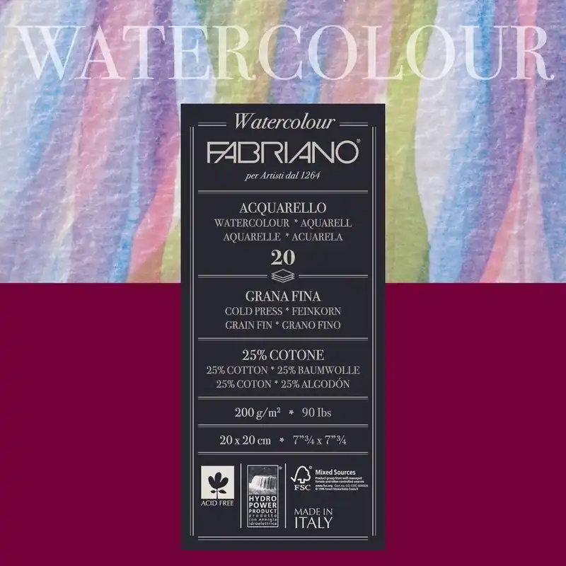 Fabriano Studio watercolour – 200gr 20 x 20 Merkproduct