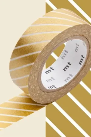 Tijdelijk Beschikbaar Washitape Ikigai – serie goud/zilver – stripe gold
