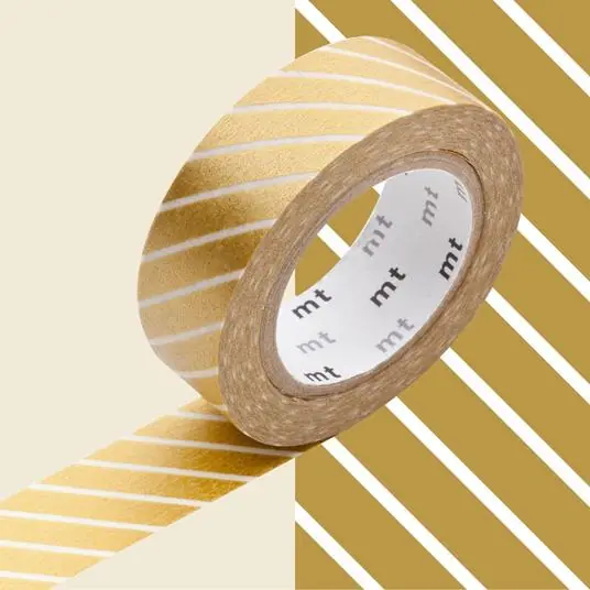Tijdelijk Beschikbaar Washitape Ikigai – serie goud/zilver – stripe gold