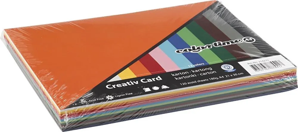 Colortime knutselkarton 180gr A4 120 vel Favoriet