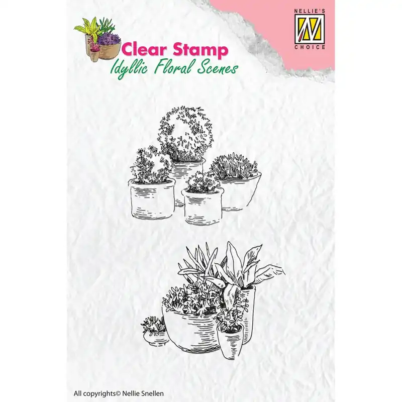 Nellie's choice clearstamp – Idyllic Floral Scenes Pots with Flowers Weekendaanbieding