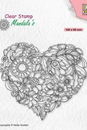 Laatste Kans Nellie's choice clearstamp –  Mandala Flower Heart