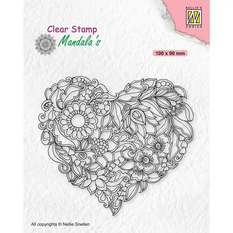 Laatste Kans Nellie's choice clearstamp – Mandala Flower Heart
