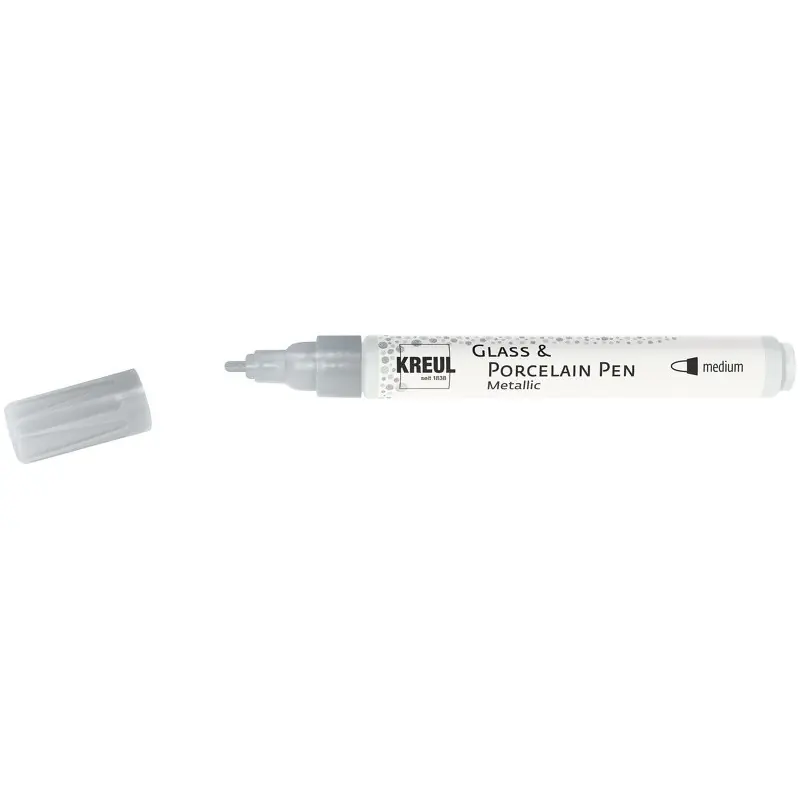Kreul Glass & Porcelain pen metallic – medium zilver Aanbieding