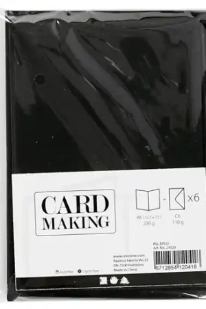Bestseller Card making – set 6 kaarten met enveloppe – A6 zwart