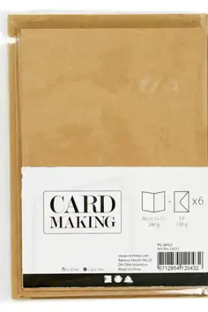 Card making – set 6 kaarten met enveloppe – A6 naturel Nieuw