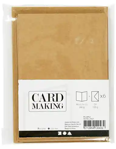 Card making – set 6 kaarten met enveloppe – A6 naturel Nieuw