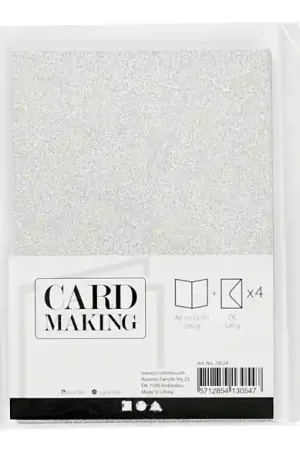 Superprijs Card making – set 4 kaarten met enveloppe – A6 zilver glitter