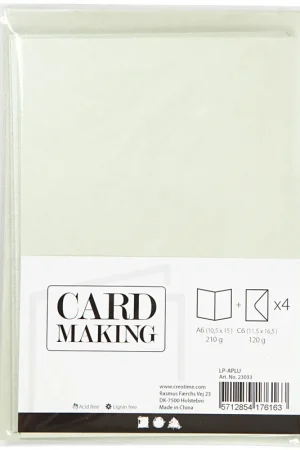 Beperkt Aanbod Card making – set 4 kaarten met enveloppe – parelmoer lichtgroen