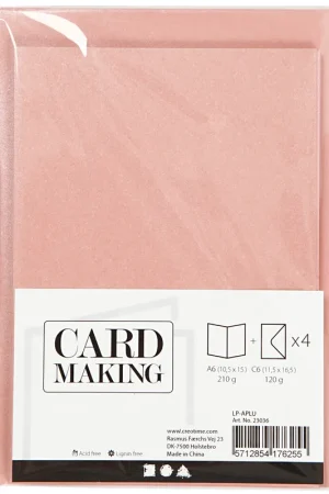 Card making – set 4 kaarten met enveloppe – parelmoer roze Korting