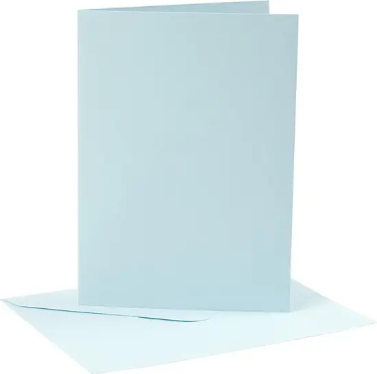 Gereduceerde Prijs Card making set 4 kaarten met enveloppe 13×18 licht blauw
