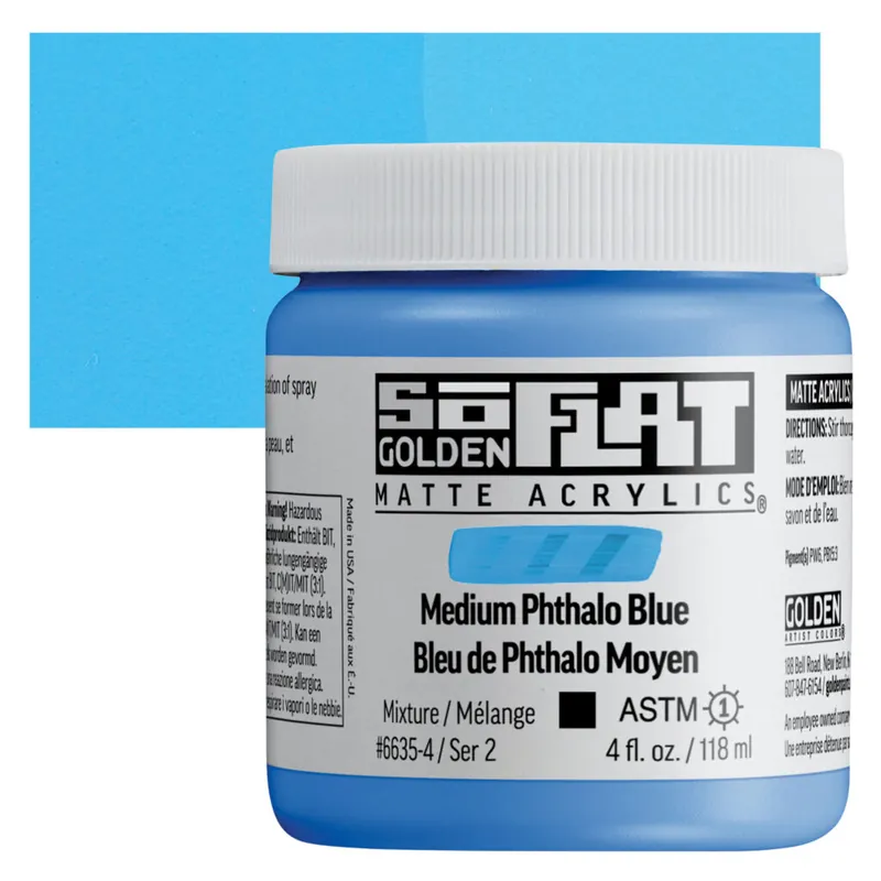 Golden so flat matte acrylics 118ml – S2 – 6635 Medium Phtalo Blue Gratis Retour