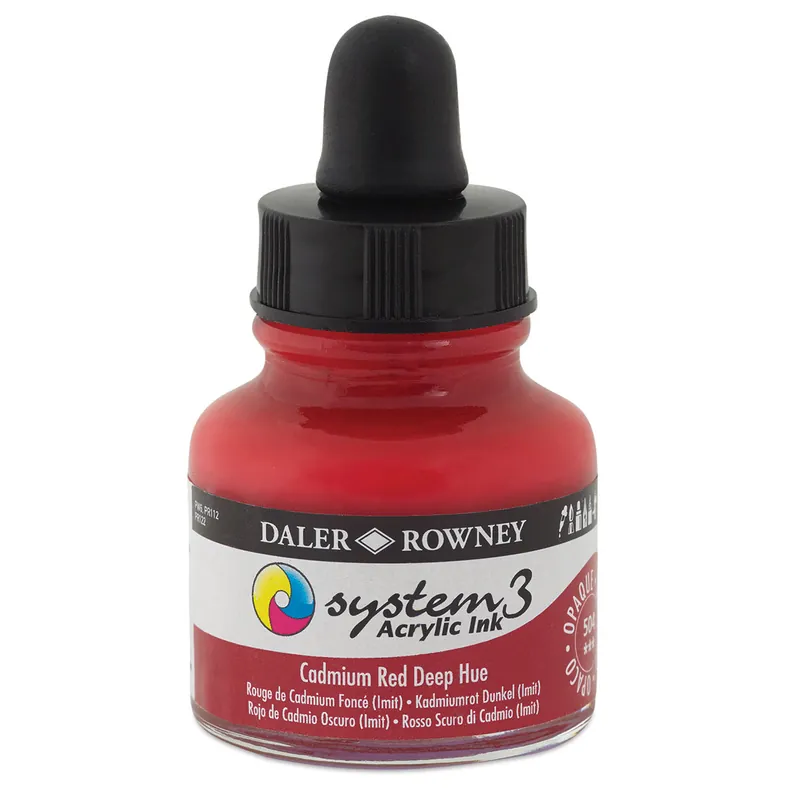 DalerRowney System3 acrylic ink 504 Cadnium Red Deep Hue, 29,5ml Op = Op