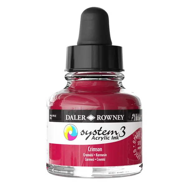 Alleen Vandaag DalerRowney System3 acrylic ink 513 Crimson, 29,5ml
