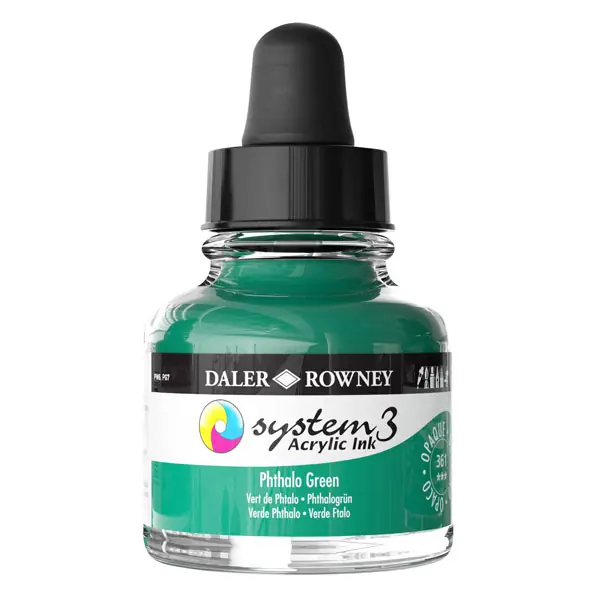 Nieuw DalerRowney System3 acrylic ink 361 Phthalo Green, 29,5ml