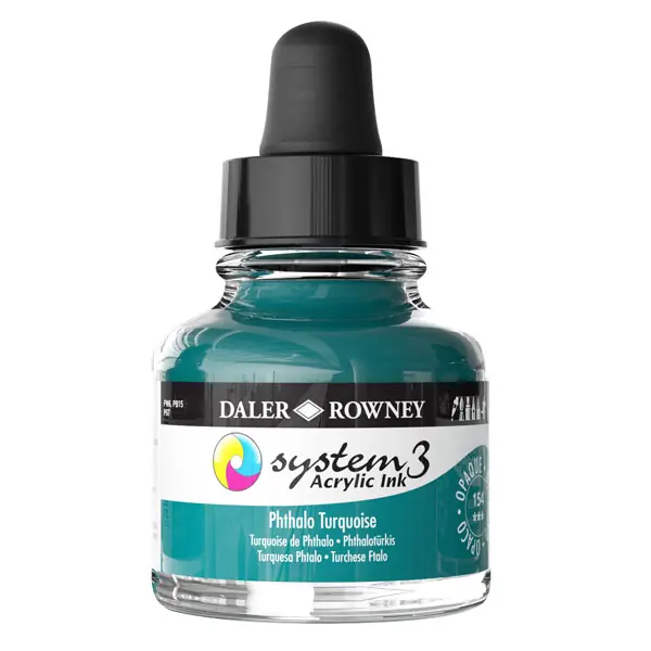 Populair DalerRowney System3 acrylic ink 154 phthalo turquoise 29,5ml