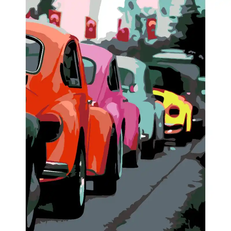 Rosa schilder op nummer – Retro Auto's 35×45 Fabrieksprijs