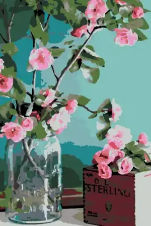 Rosa schilder op nummer – tederen bloemen 35×45 Aanbieding
