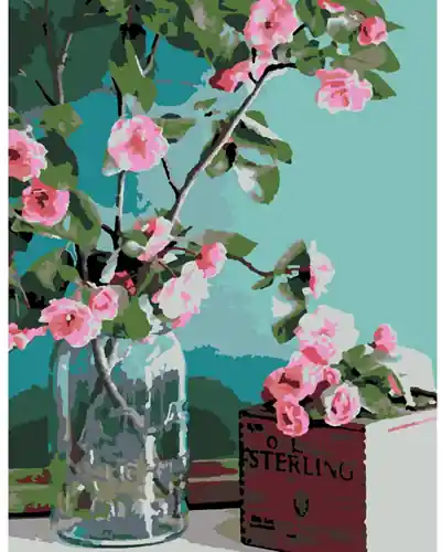 Rosa schilder op nummer – tederen bloemen 35×45 Aanbieding