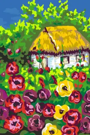 Superprijs Rosa schilder op nummer – mallows near the house 35×45