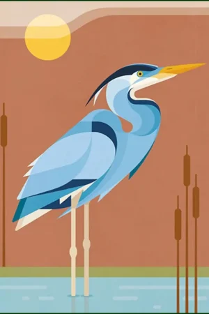 Laatste Kans Ansichtkaart – Elke Uijtewaal, blauwe reiger