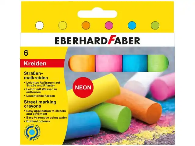 EberhardFaber Stoepkrijt – 6 stuks neon Tijdelijk Beschikbaar