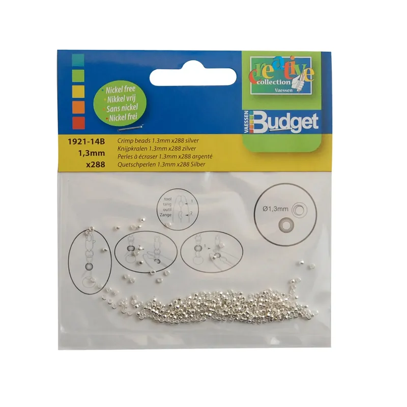 Direct Beschikbaar Vaessen Creative – Knijpkralen 13mm 288pcs Zilver
