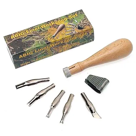 Abig gutsset 0.4mm, houder met 5 mesjes Direct Verzonden