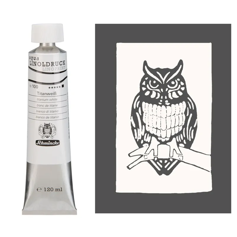 Schmincke aqua linoprint 120ml – 100 titanium white Op = Op