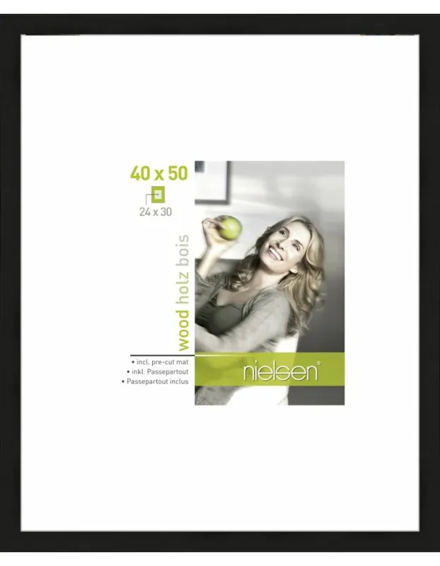 Gratis Verzending Wissellijst Nielsen Apollo 40×50 zwart incl. passe-partout