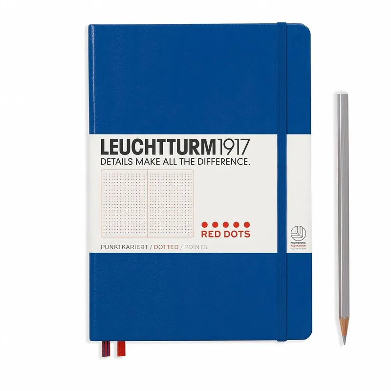 Leuchtturm1917 medium red dotted royal blue Snelle Levering