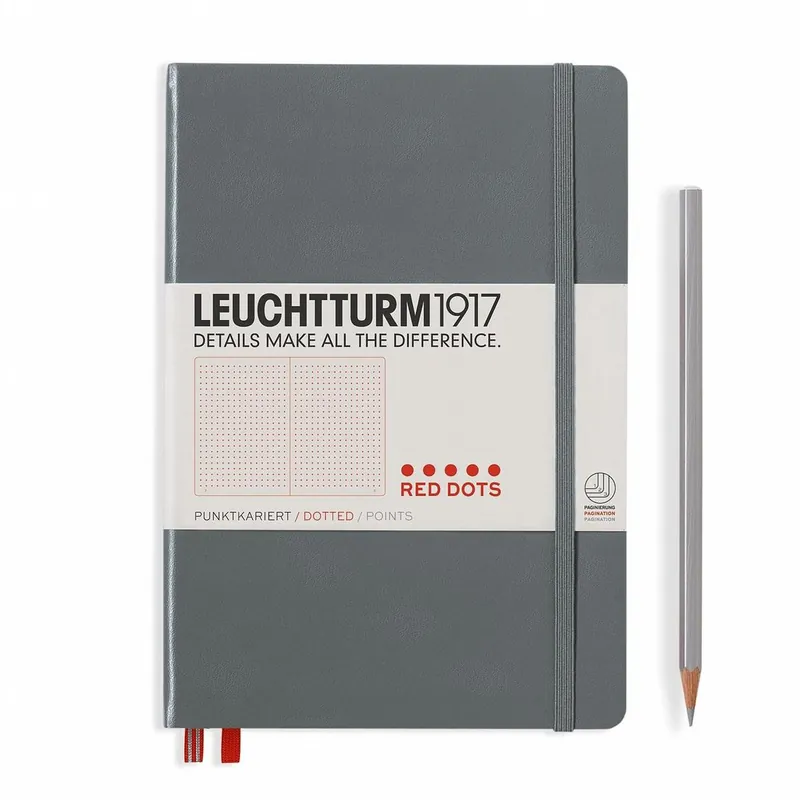 Meest Verkocht Leuchtturm1917 medium red dotted anthracite