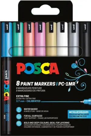 Seizoensaanbieding Posca acrylmarker – PC-1MR set 8 metallic