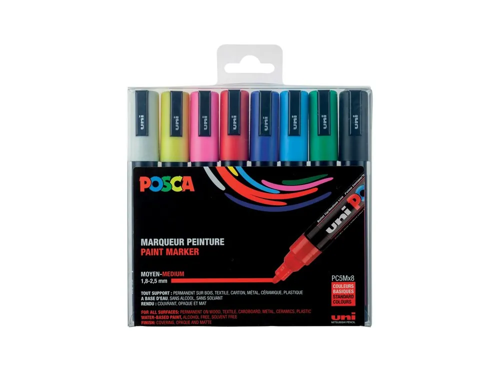 Weekendaanbieding Posca acrylmarker – PC-5M 8 basis