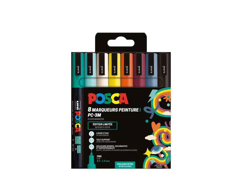 Posca acrylmarker – PC-3M – 8 Retro limited edition Bestel Nu