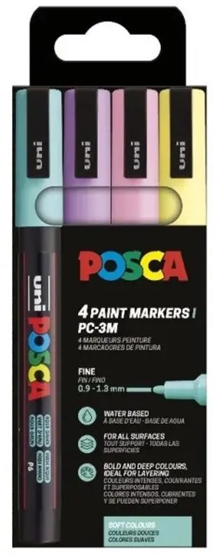 Posca acrylmarker – set 4 PC-3M Beperkte Voorraad