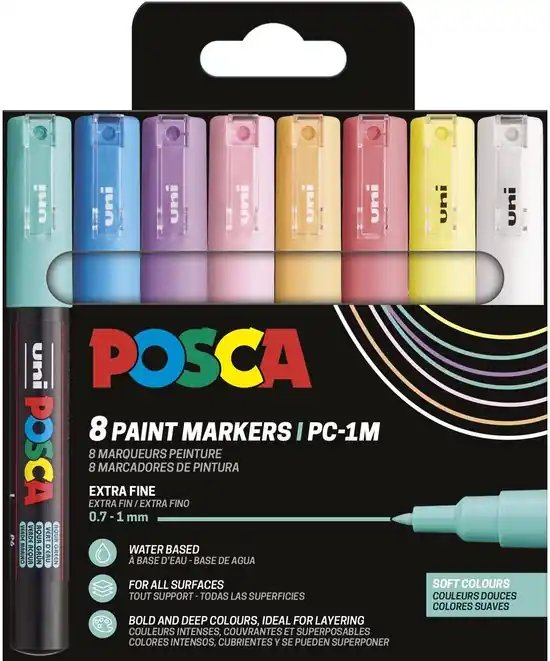 Bestel Nu Posca acrylmarker – PC-1MC set 8 zachte kleuren