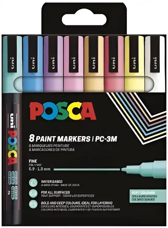 Posca acrylmarker – PC-3M set 8 zachte kleuren Shop Nu