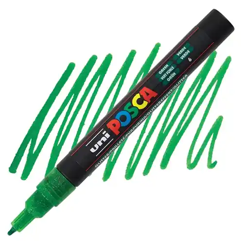 Nu Kopen Posca acrylmarker – PC-3M 0.9-1.3mm – 6 glitter donkergroen