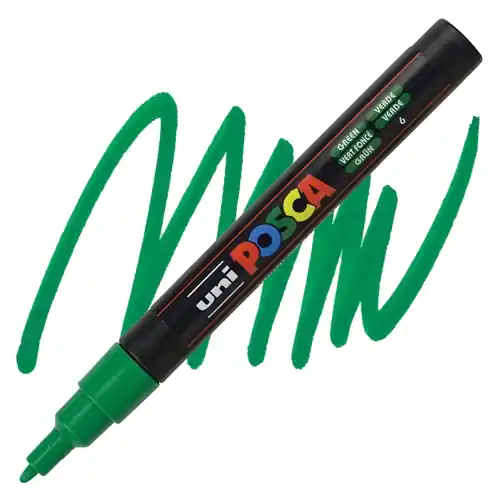 Veilige Betaling Posca acrylmarker – PC-3M 0.9-1.3mm – 6 donkergroen