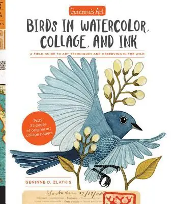 Gecertificeerd Geninne's Art, Birds in watercolor, collage and ink, Geninne D. Zlatkis