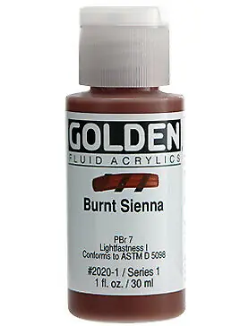 Golden fluid acrylics 30ml – S1 – 2020 burnt sienna Laatste Versie