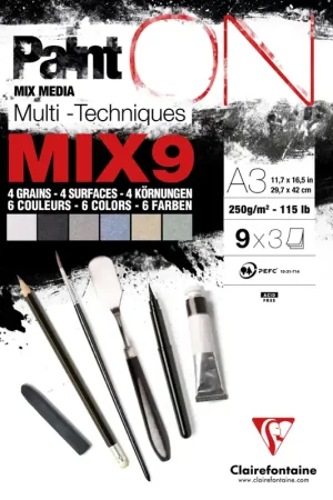 Hete Deal Clairefontaine Paint on MIX9 A3 250 gram