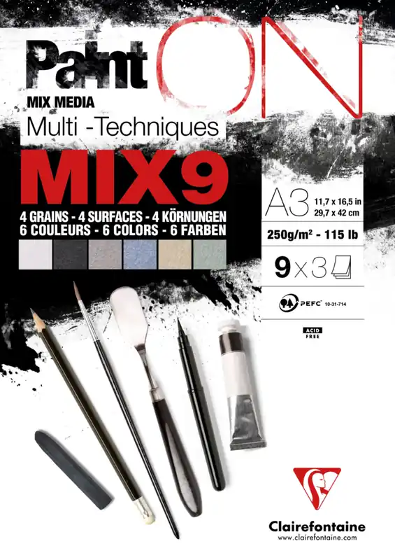 Hete Deal Clairefontaine Paint on MIX9 A3 250 gram