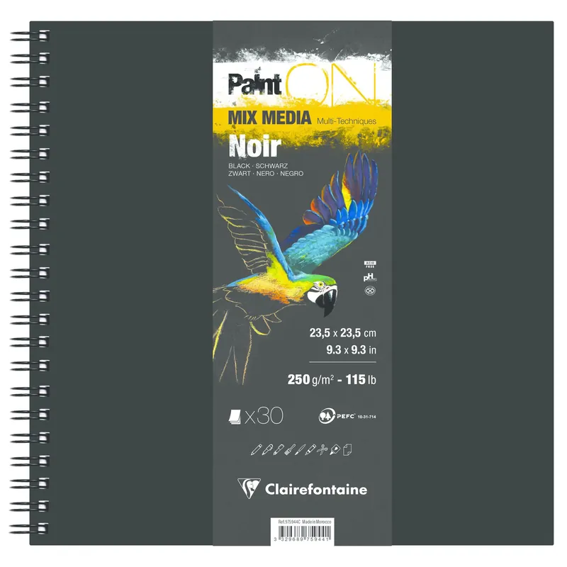 Clairefontaine PaintON Noir ringband – 250g 23,5X23 Rechtstreeks Van De Fabrikant