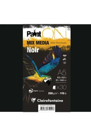 Flitsaanbieding Clairefontaine Paint on met ringband – noir 250g A5