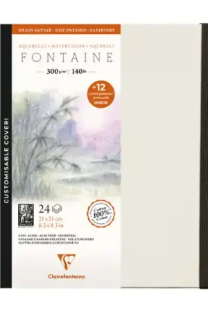 Clairefontaine Fontaine watercolour book 21×21 300gr 100% katoen Weekendaanbieding